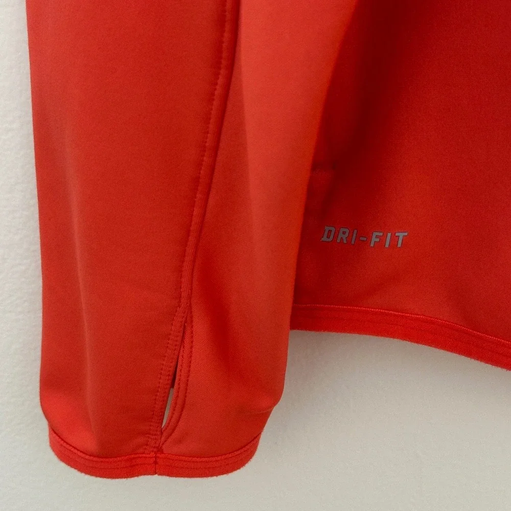 Nike Element Dri-FIT Womens Jacket L Orange Full Zip Running Fleece Lined Sporty